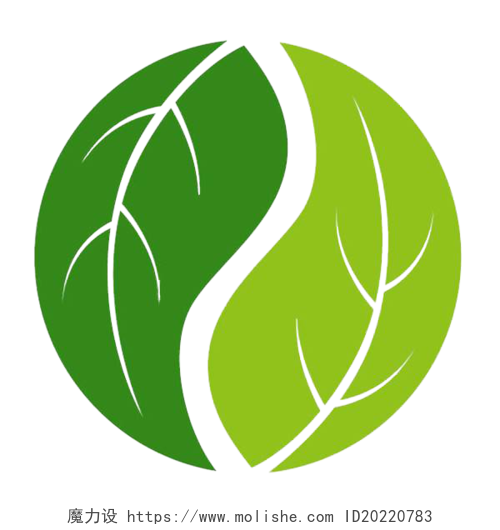 中医绿色树叶八卦logo
